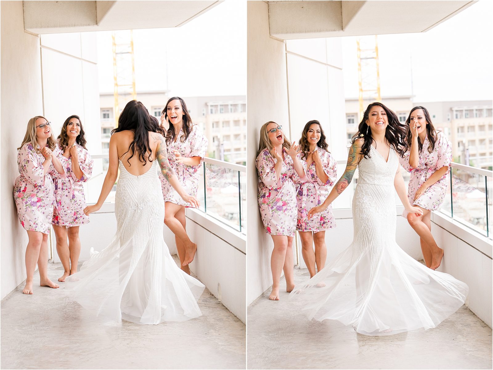 First look with bridesmaids by DFW Wedding Photographer Jillian Hogan 