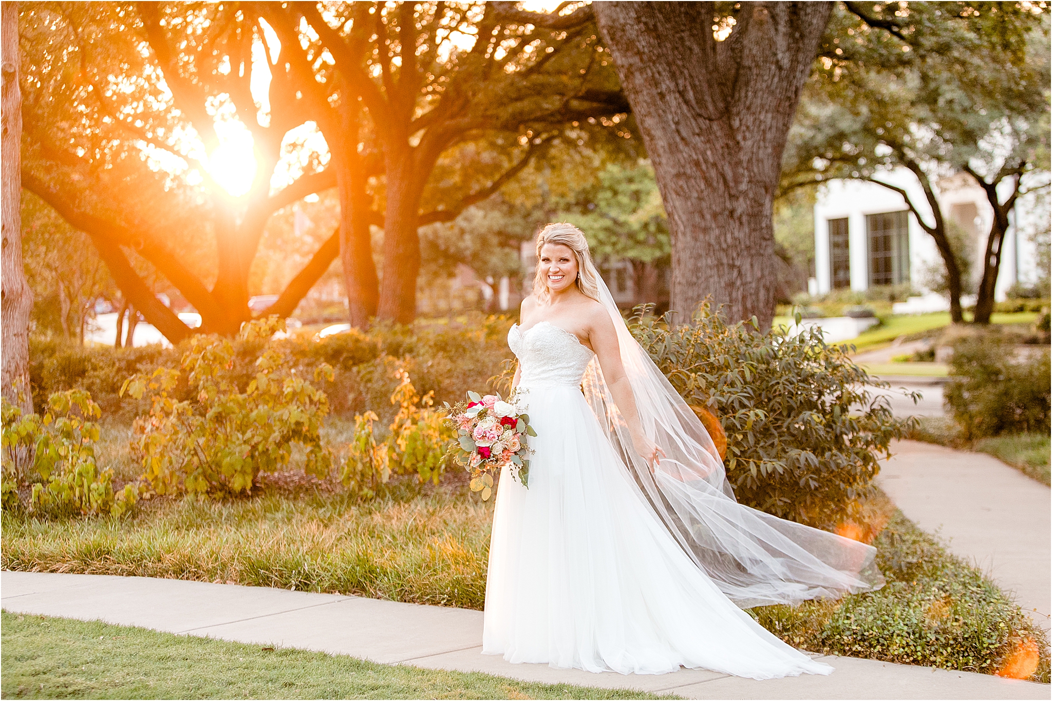 Sunset Bridal Portraits near Dallas, Texas at Flippen Park 
