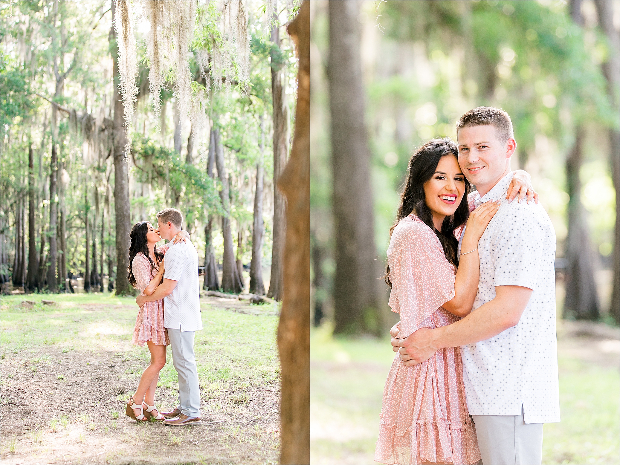 Sunset engagement session at Caddo Lake State Park in Texas by DFW Wedding Photographer Jillian Hogan 