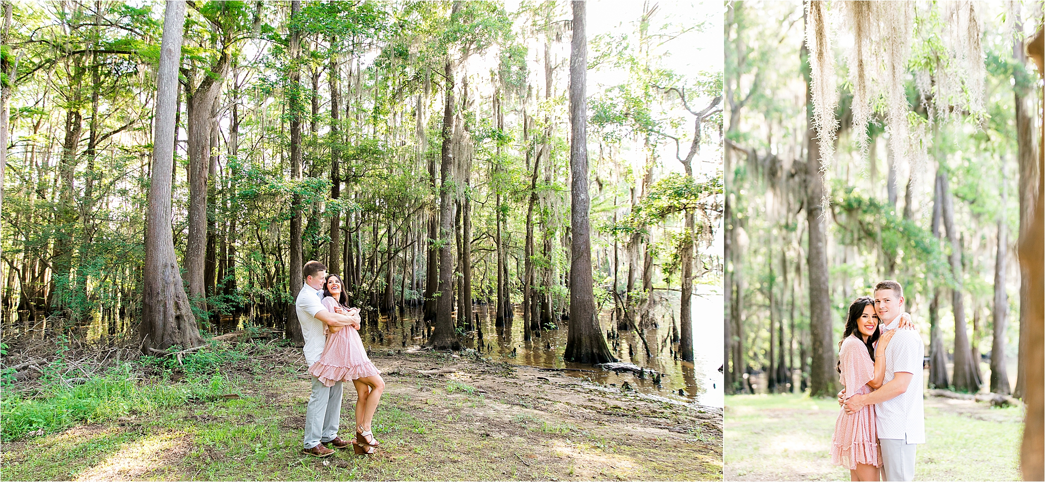 A couple dancing under the trees at Caddo Lake State Park by DFW Wedding Pho