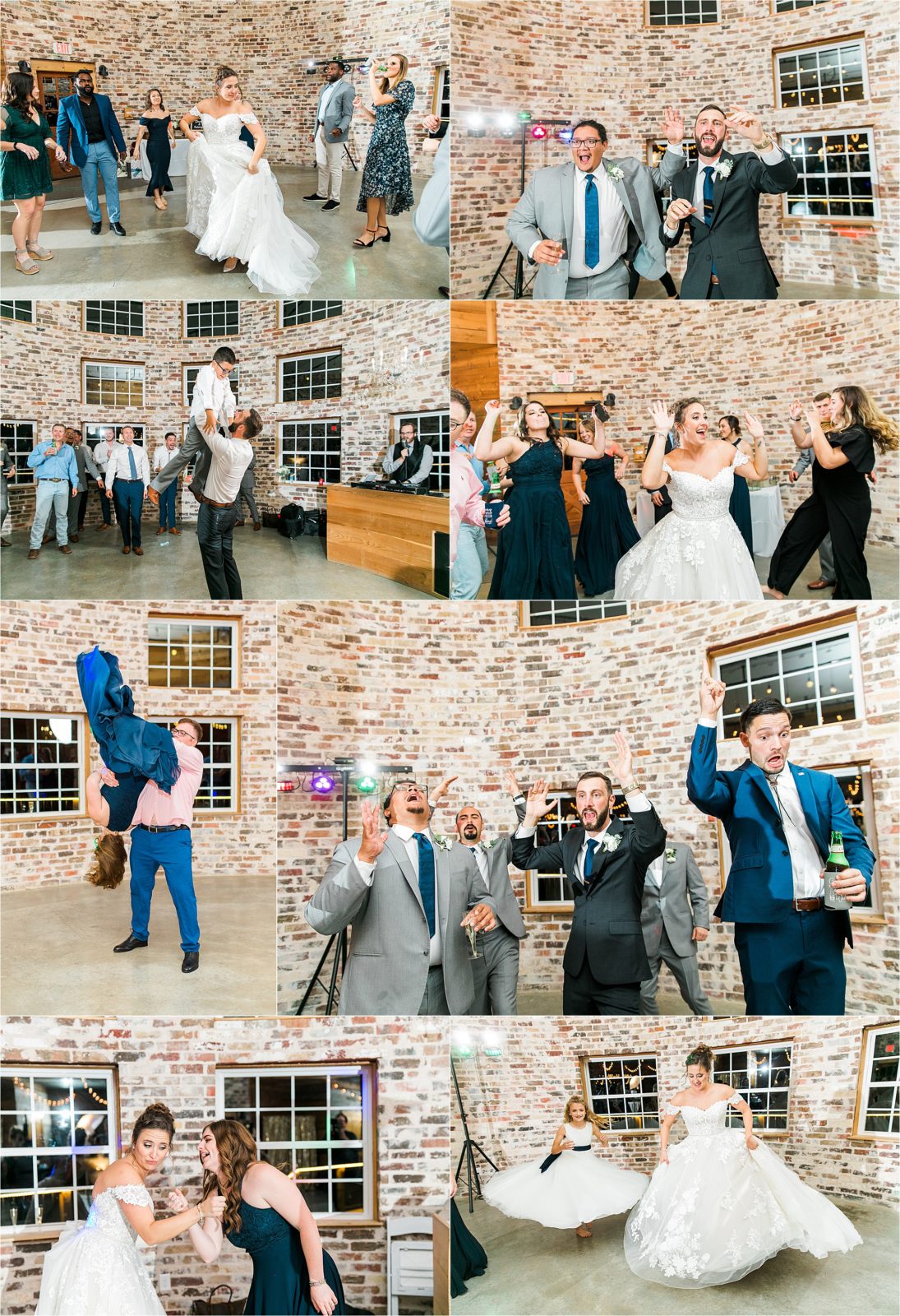 A newlywed couple dances the night away with their guests during their rustic grace wedding reception near McKinney, Texas 