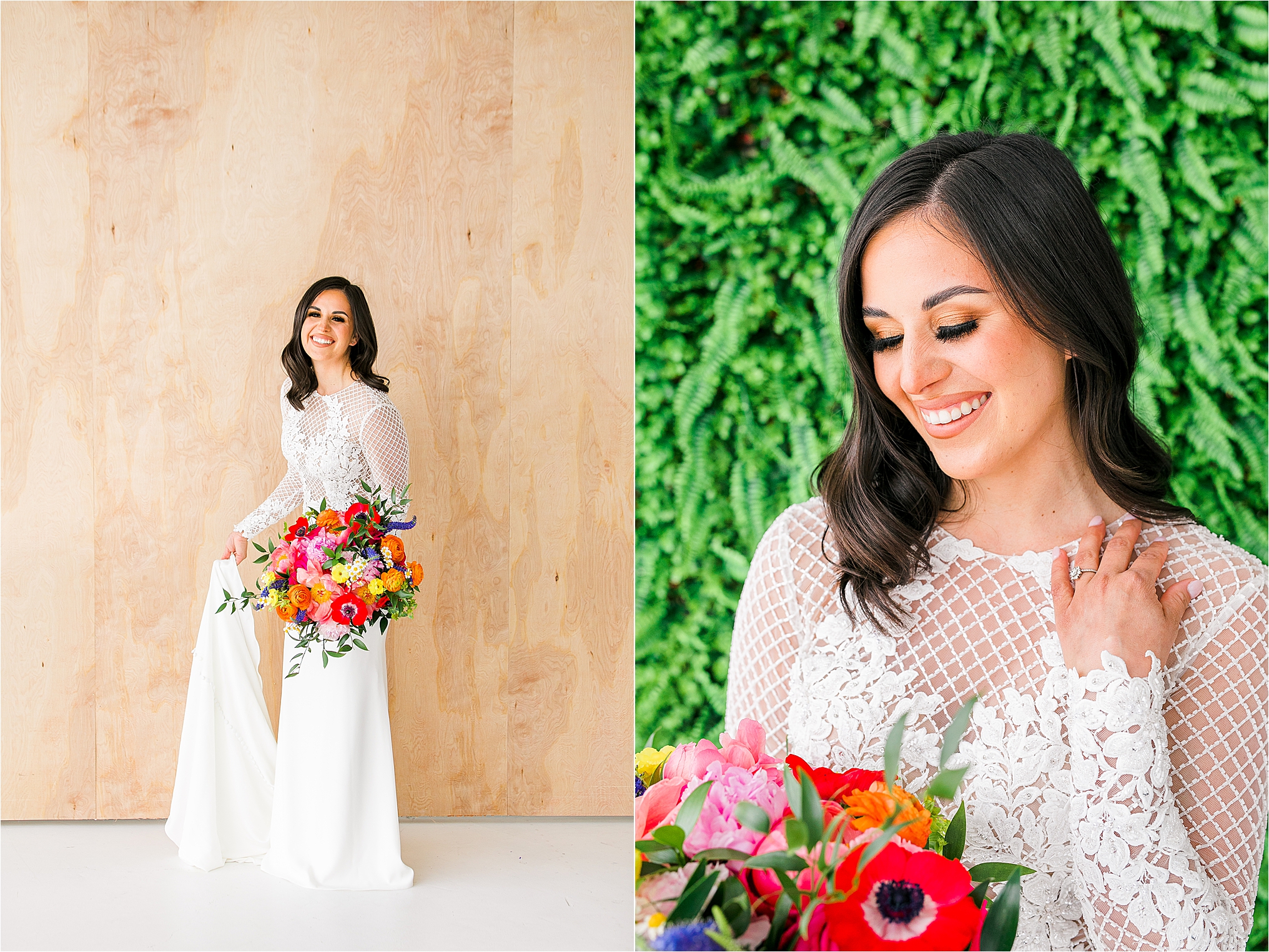 Scrunchy noses and laughs during a Dallas Studio Bridal Session 