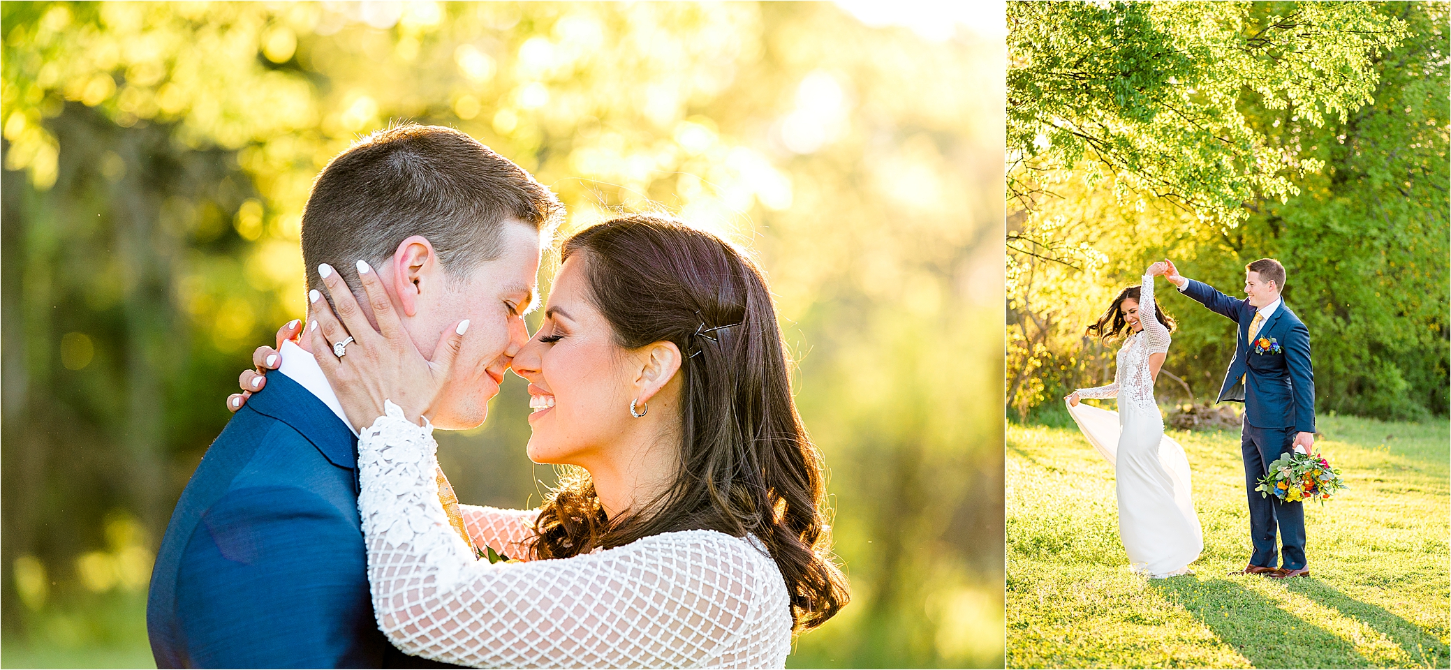 A couple embraces and shares a dance during their sunset wedding portraits with San Antonio Wedding Photographer Jillian Hogan 