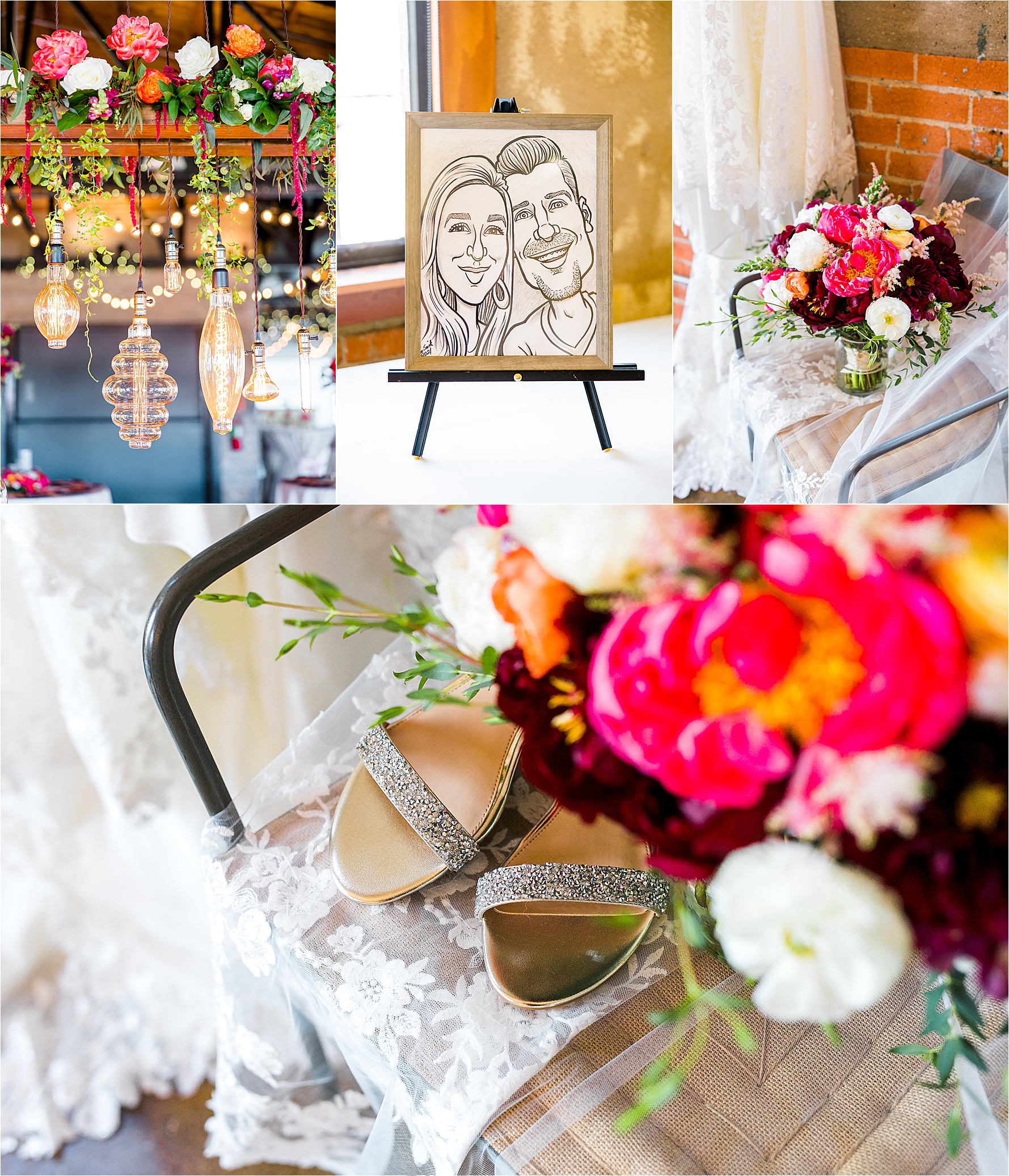 Colorful Wedding Flowers, Twinkle lights and a wedding colorful wedding bouquet by Dallas Wedding Photographer Jillian Hogan 