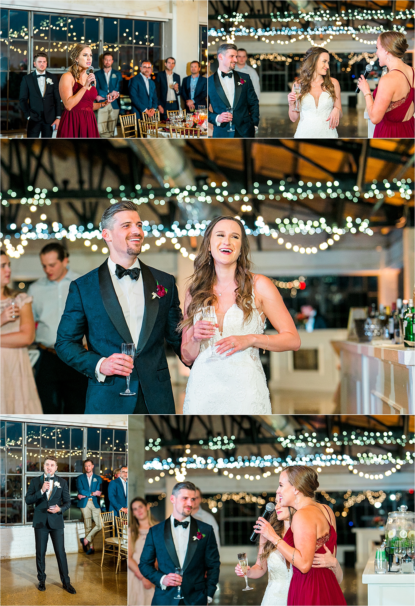 Laughter and heartfelt speeches during their wedding reception by Hill Country Wedding Photographer Jillian Hogan Photography 