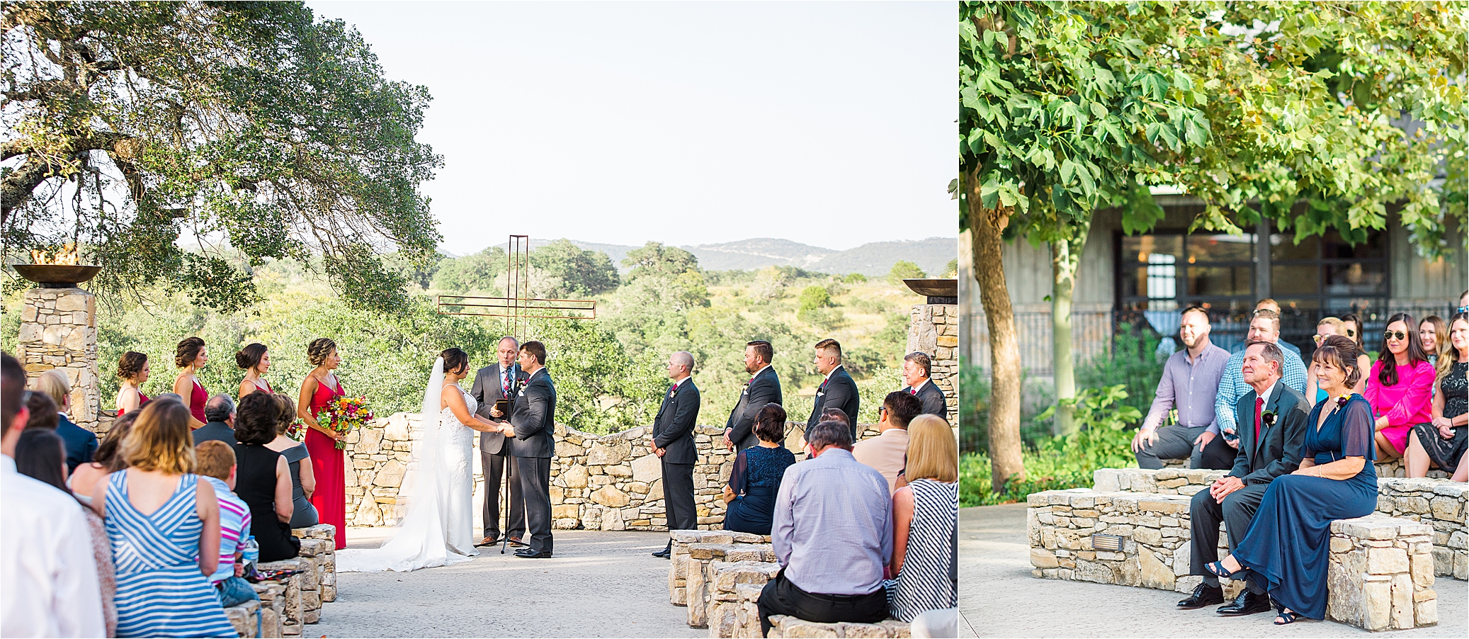 A wedding ceremony with views of the hill in Boerne, Texas at Paniolo Ranch