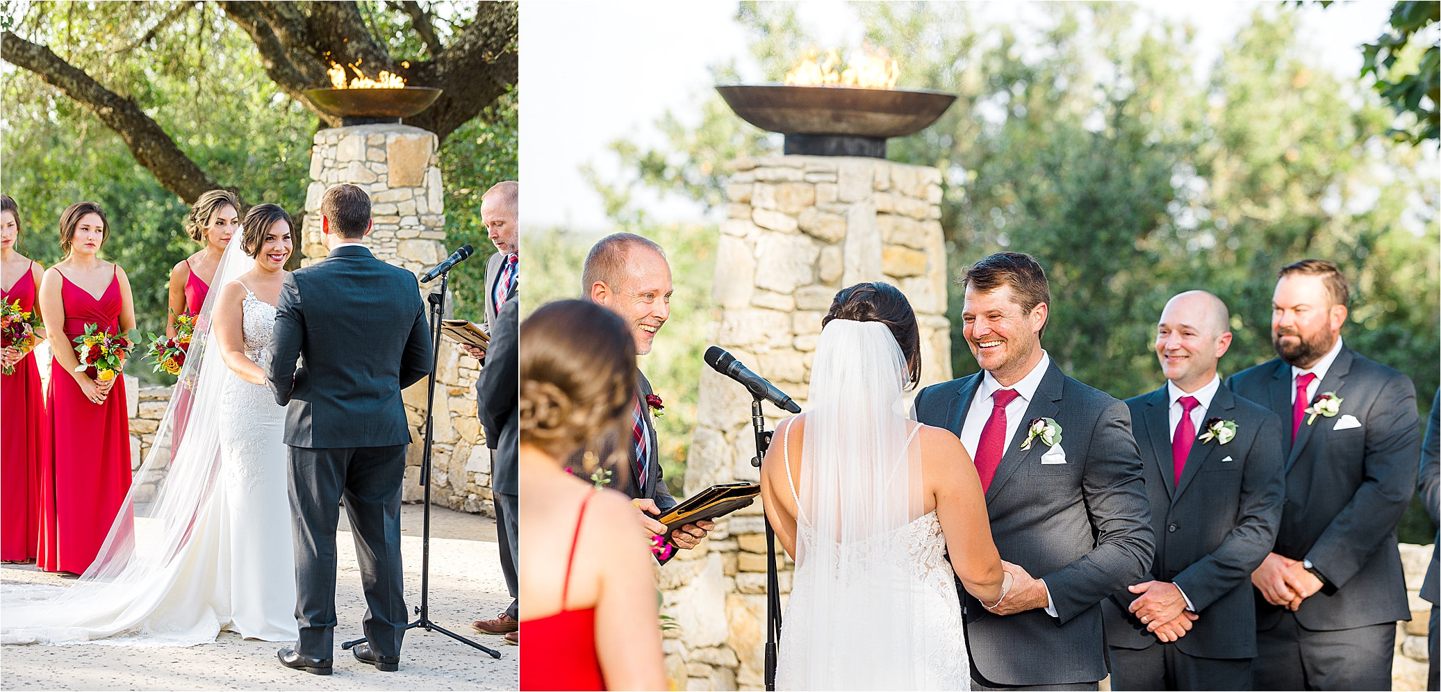 A bride and groom exchange vows at Paniolo Ranch in Boerne, Texas