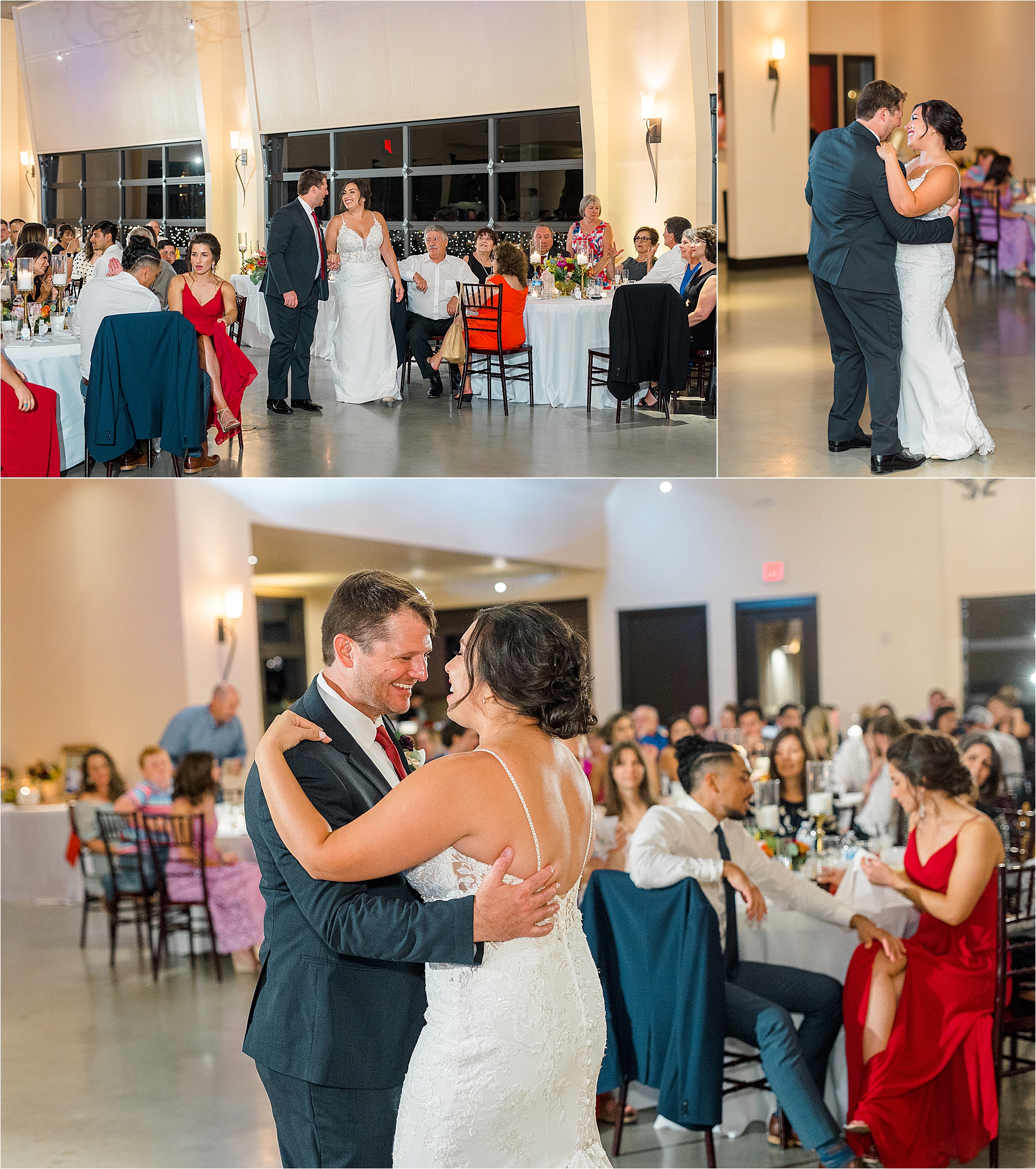 A bride and groom share their first dance at Paniolo Ranch in Boerne, Texas