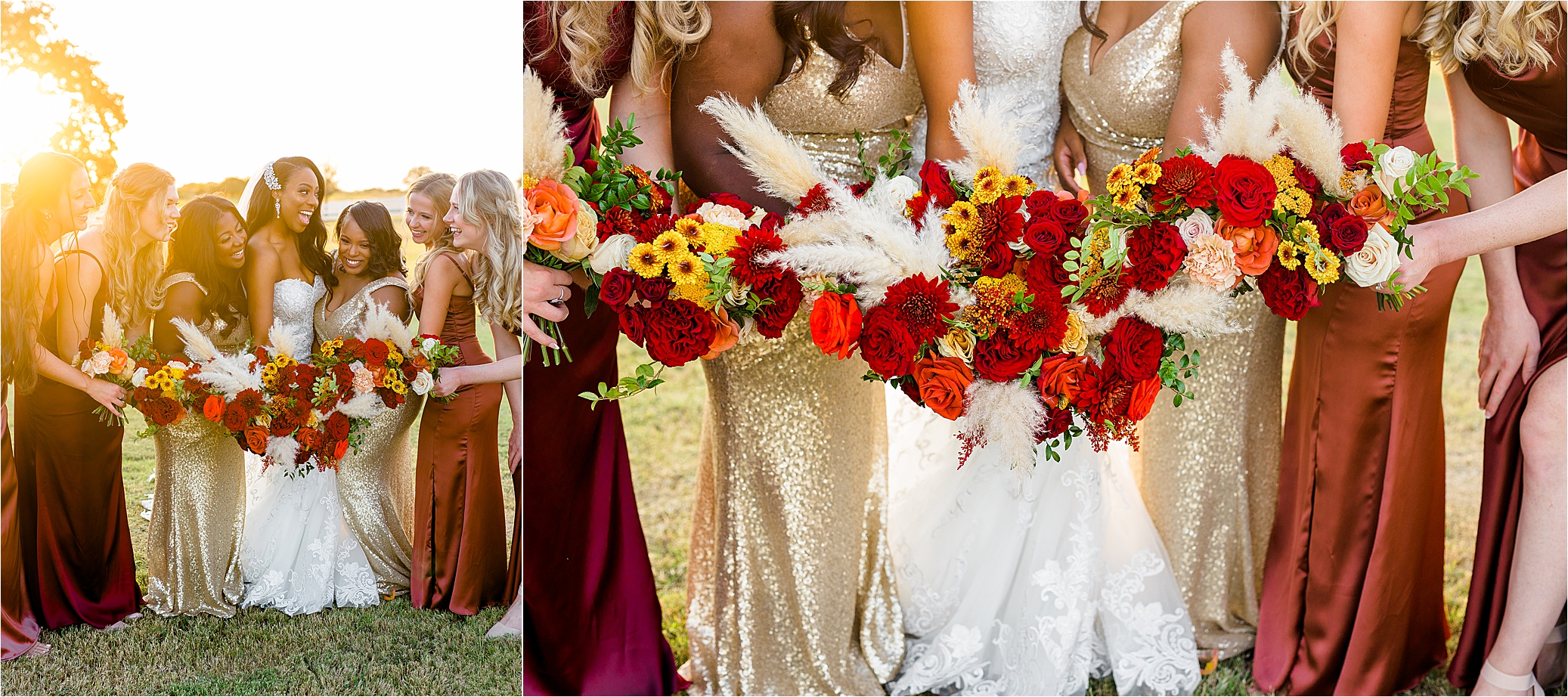 Flower details and bridesmaids dressed at The Milestone in Boerne, Texas by Wedding Photographer Jillian Hogan 