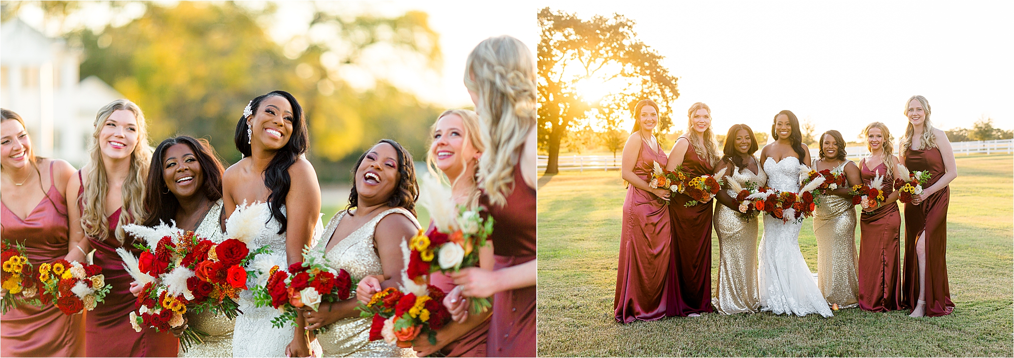 A bride and her bridesmaids smile and laugh at The MIlestone by Boerne Wedding Photographer Jillian Hogan 