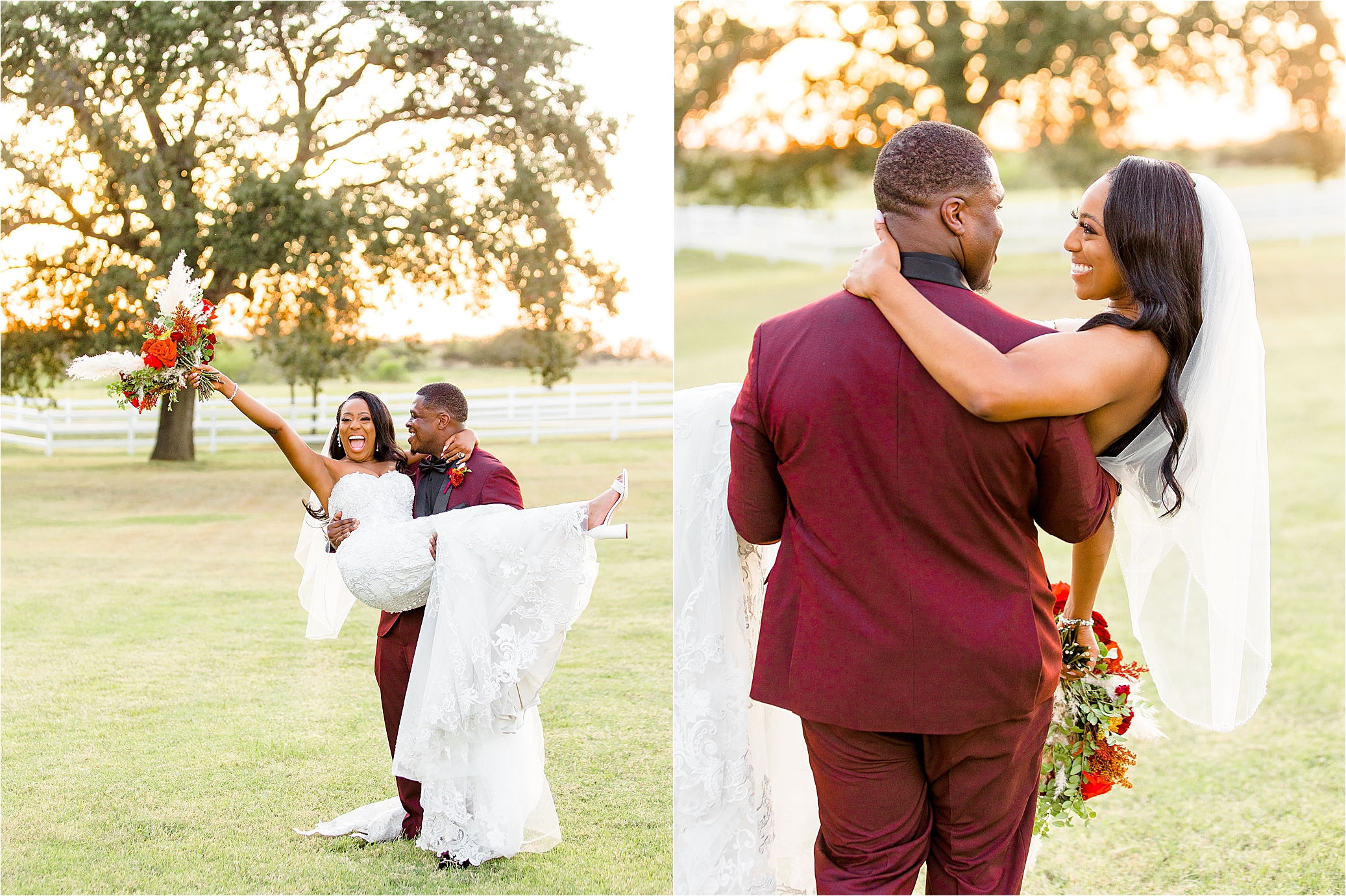 A groom lifts his bride and carries her off at The Milestone by Boerne Wedding Photographer Jillian Hogan 