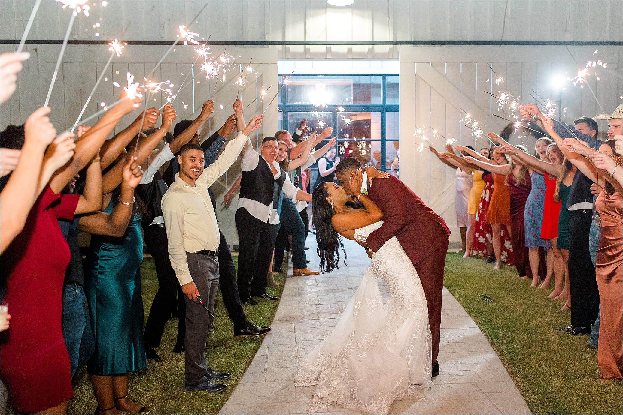 A sparkler sendoff at The Milestone by Boerne Wedding Photographer Jillian Hogan 