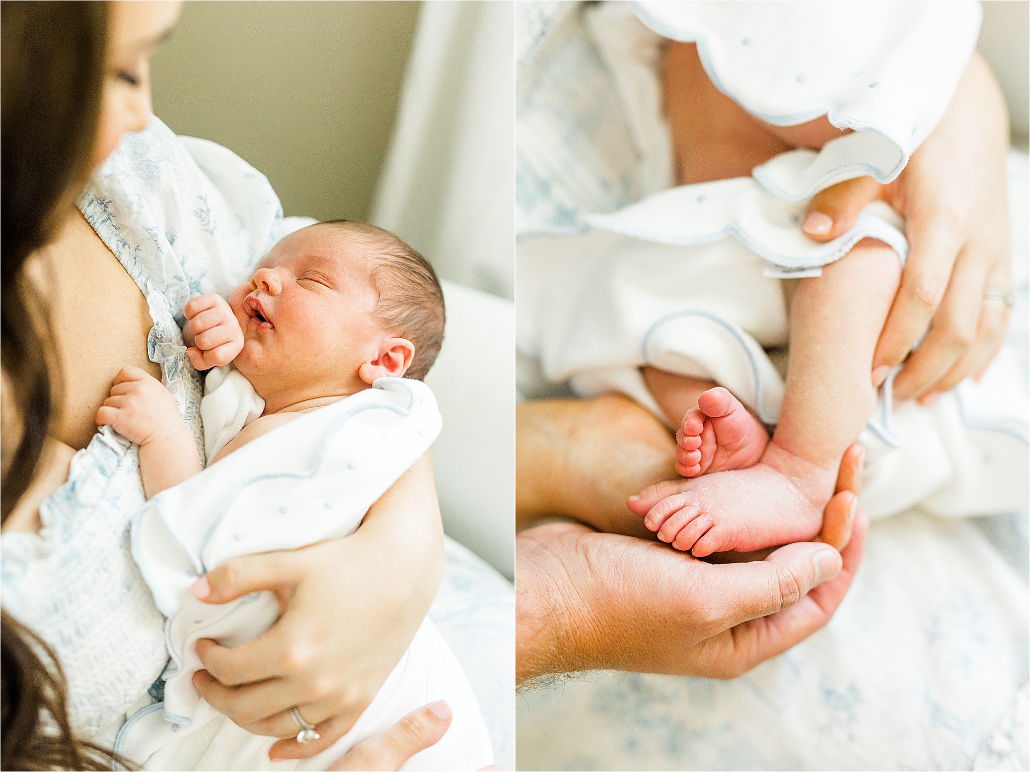 A sleeping baby and newborn toes during a lifestyle newborn session with San Antonio Photographer Jillian Hogan