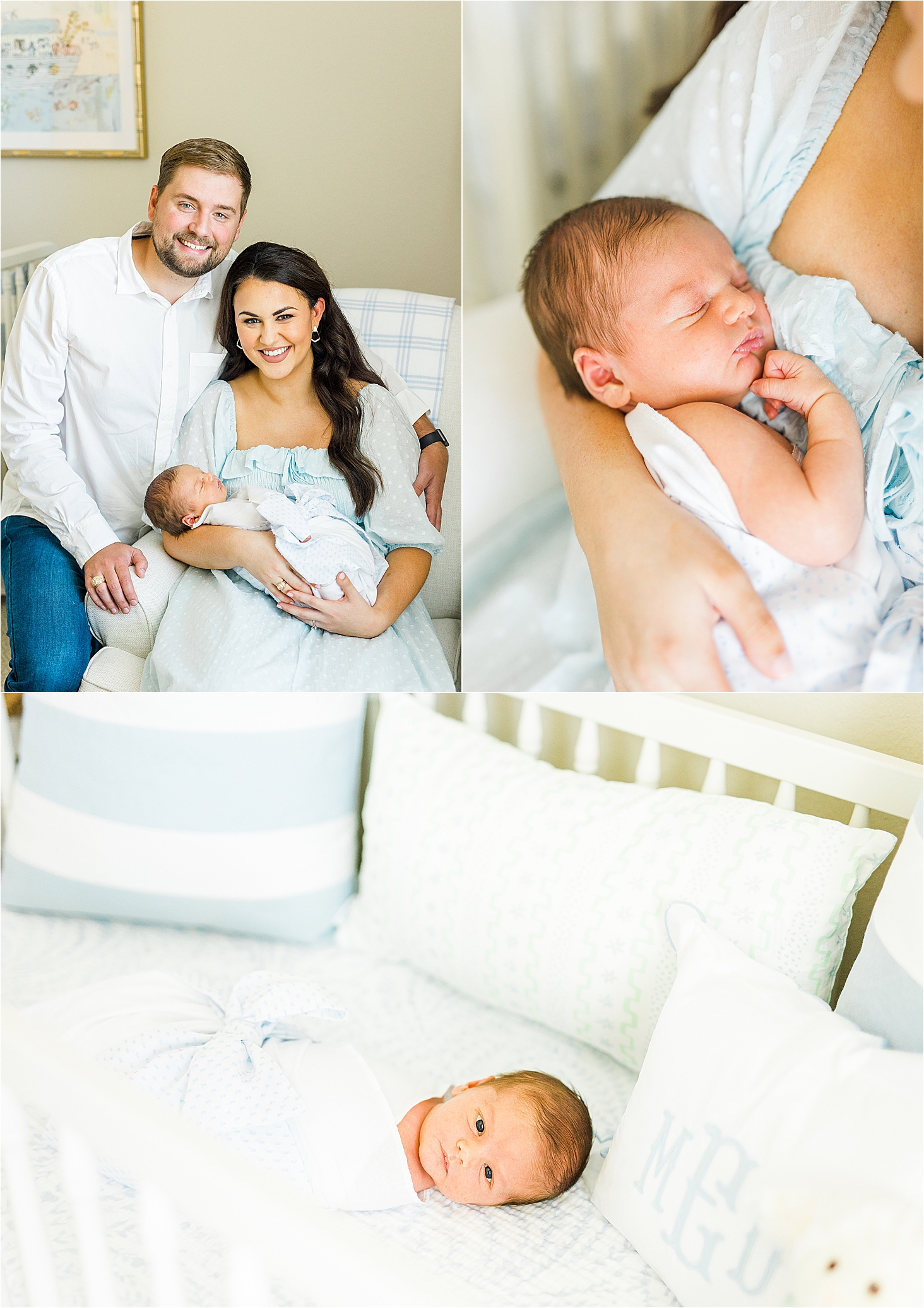 A newborn baby is cuddled by his parents during San Antonio Newborn Photos with Jillian Hogan Photography