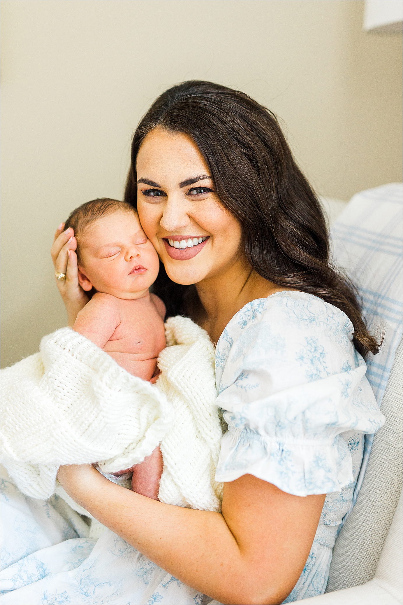 Miss Texas snuggles her baby cheek to cheek during her East Texas Newborn Photos with San Antonio Newborn Photographer Jillian Hogan 