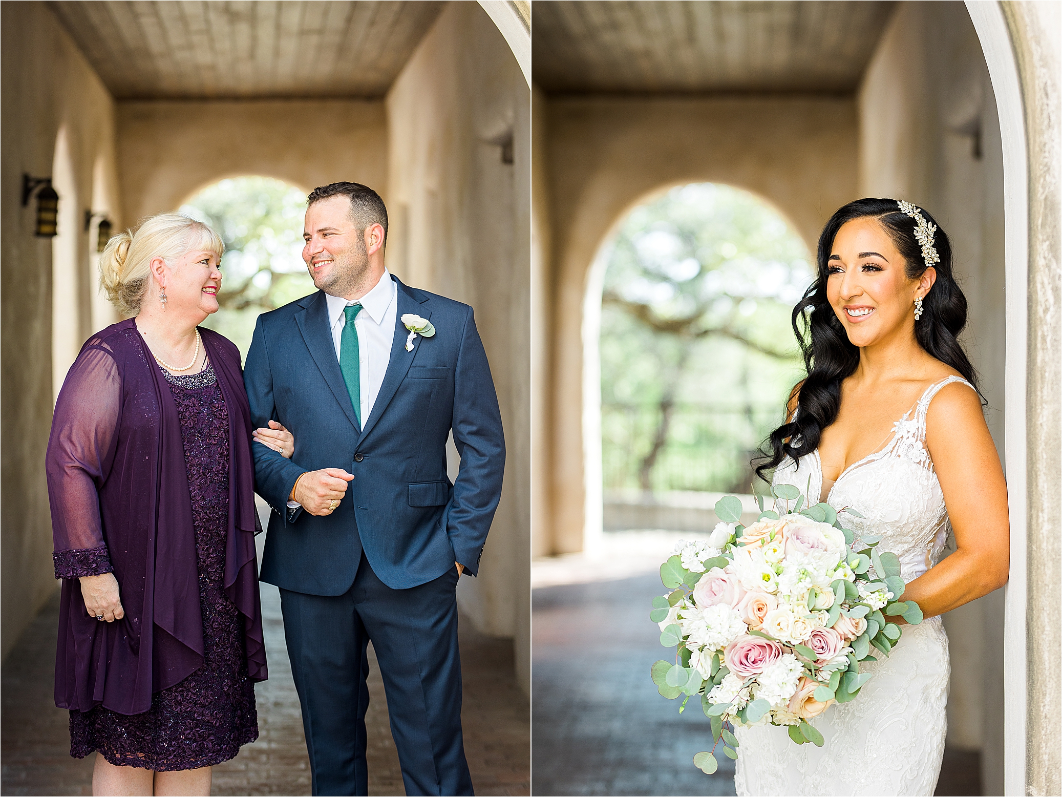 A groom shares a moment with his mom before walking down the aisle at Lost Mission in The Texas Hill Country 