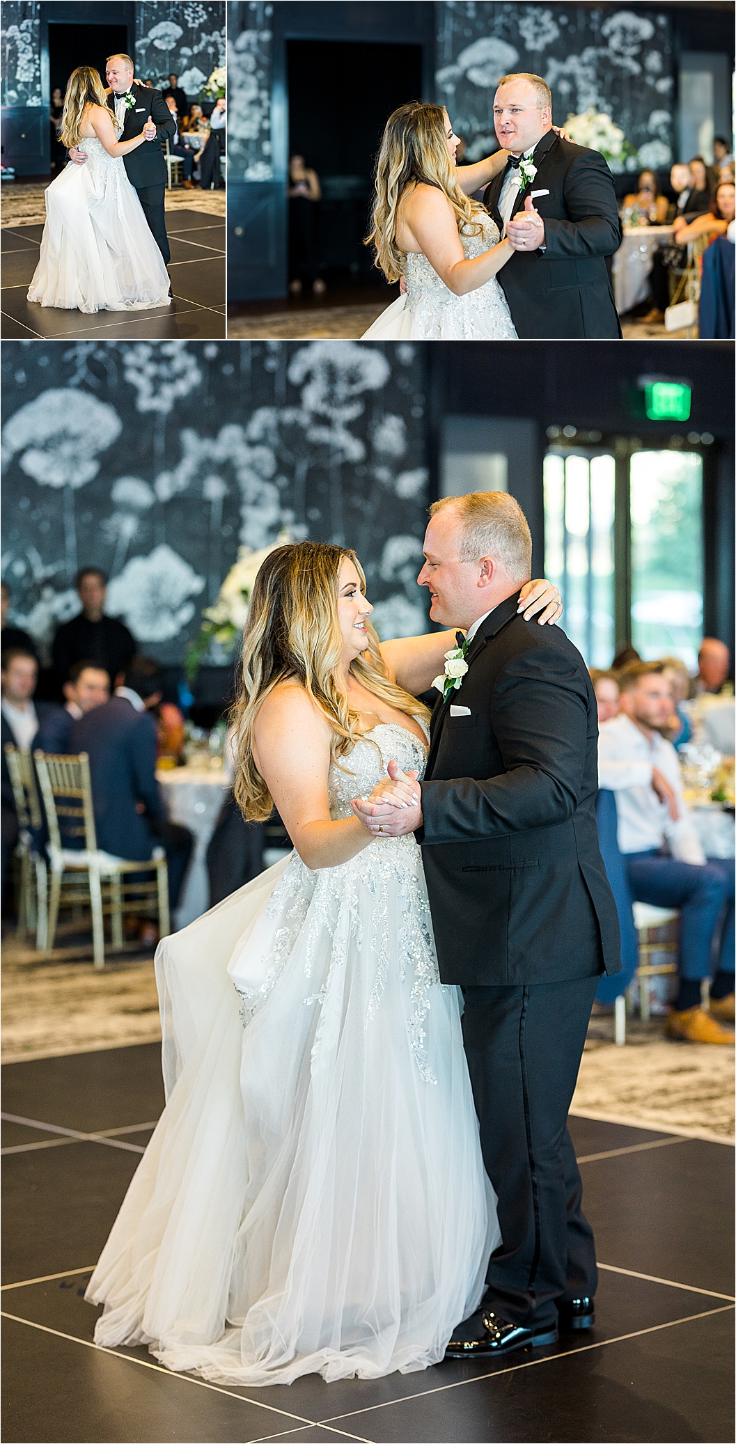 A bride and groom share their first dance at their Redberry Estate Wedding Reception 