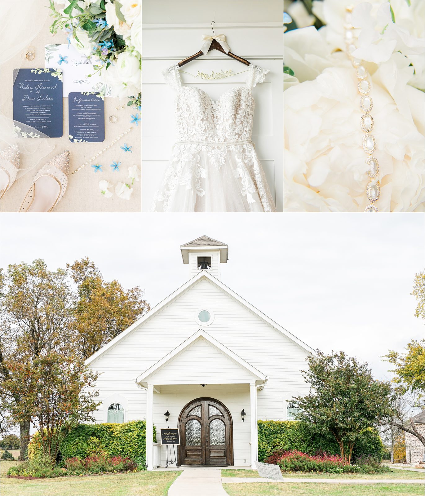 Rustic Grace Chapel in Van Alystyne, Texas and bright, delicate bridal details by Jillian Hogan Photography 
