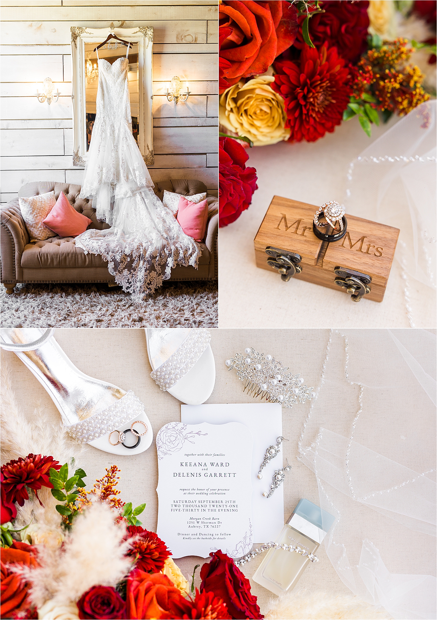 Bridal details including an invitation, ring and flowers at The Milestone by Boerne Texas Wedding Photographer Jillian Hogan
